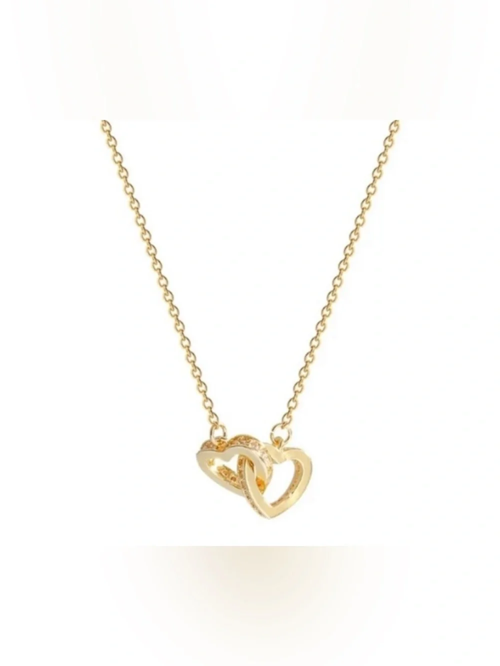 Gold Plated Stainless Steel Double Heart Chain Necklace